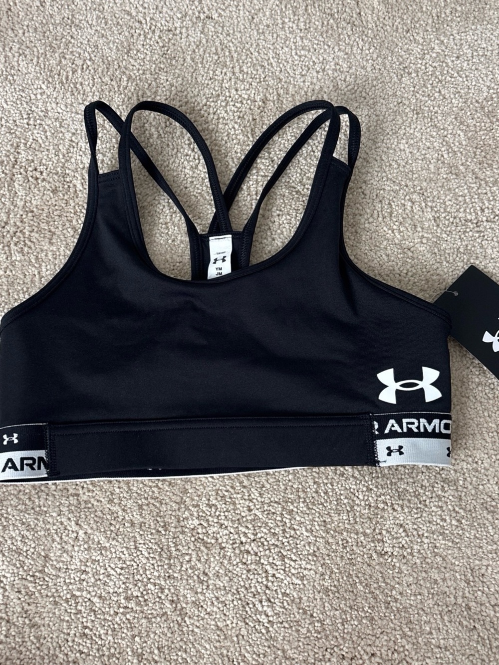 Under Armour Black and White Strappy Sports Bra